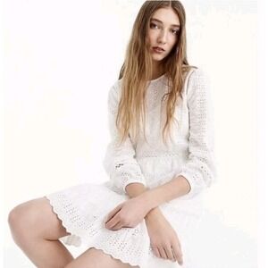 J.Crew White Eyelet Dress Sz 2 EC